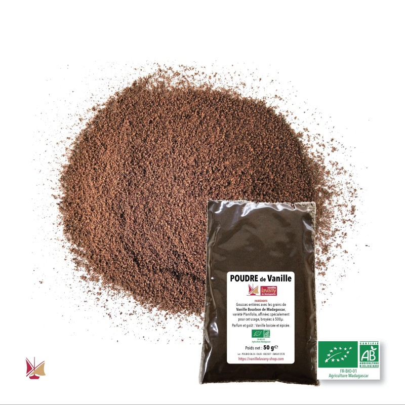 LAVANY Bio Bourbon Vanillepulver aus Madagaskar - Nettogewicht 50 g