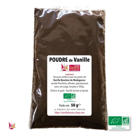 LAVANY Vaniglia Bourbon biologica in polvere dal Madagascar - peso netto 50 g