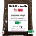 LAVANY Bio Bourbon Vanillepulver aus Madagaskar Etikett - Nettogewicht 50 g